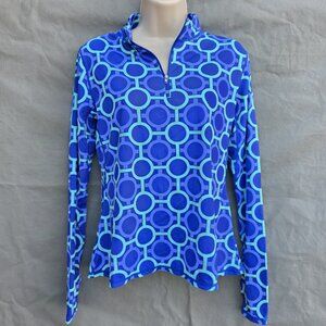 Sol Chill All For Color Size S Pullover Shirt Quarter Zip Mesh Blue Green Golf